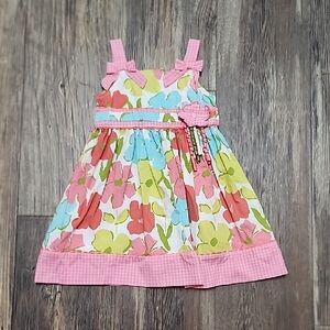Floral Kids Dress with Pink Accents